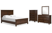Danabrin Queen Panel Bed with Mirrored Dresser and Chest