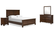 Danabrin Queen Panel Bed with Mirrored Dresser and Nightstand