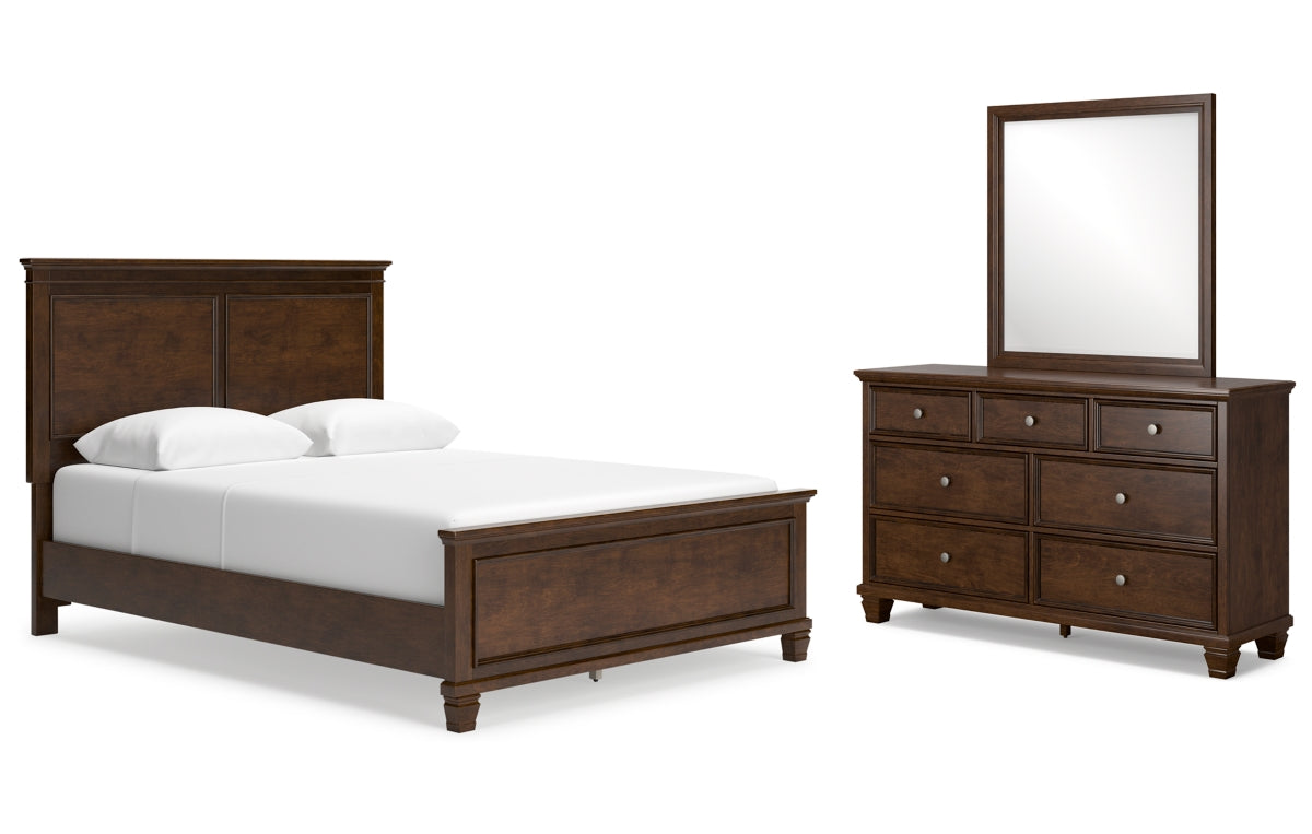Danabrin Queen Panel Bed with Mirrored Dresser