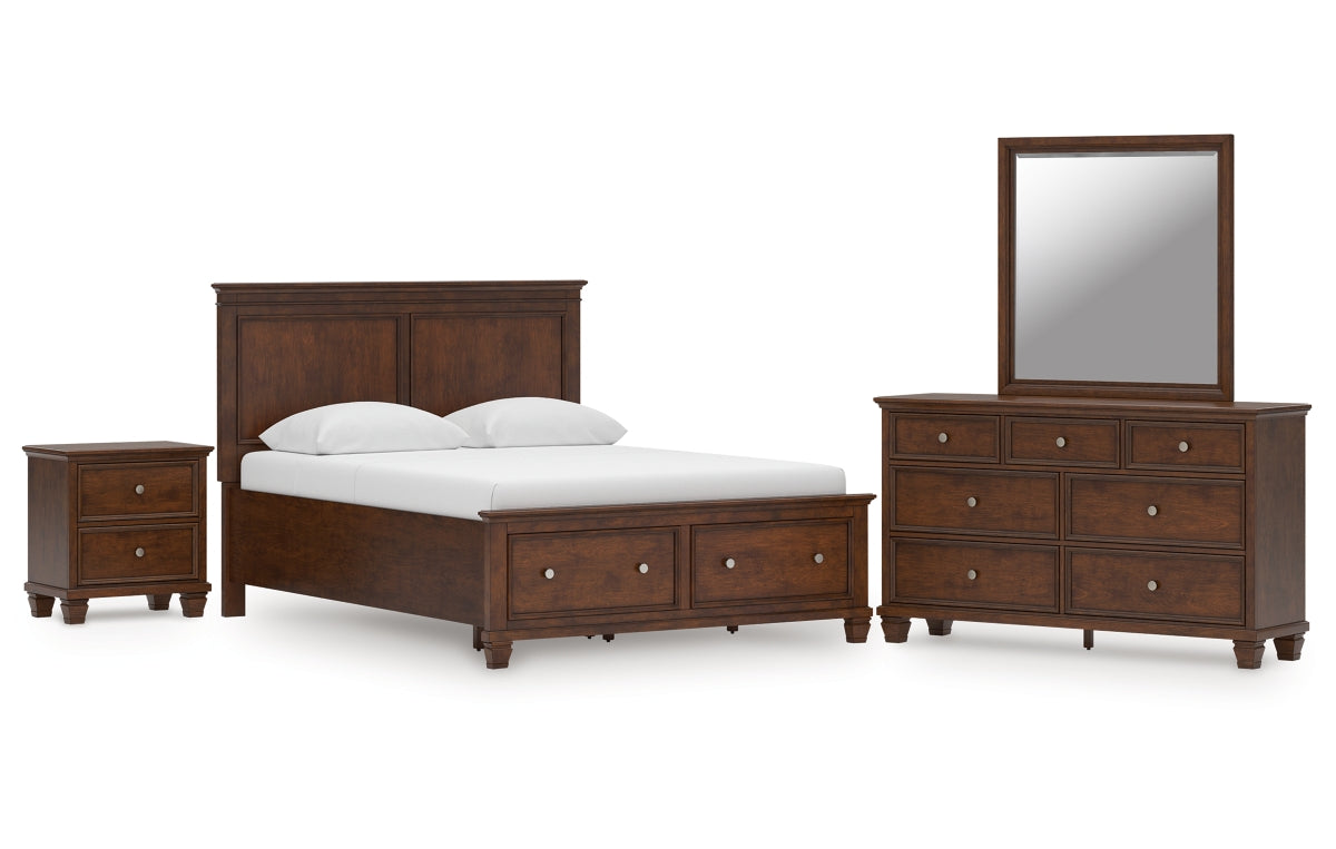 Danabrin Queen Panel Storage Bed, Dresser, Mirror and Nightstand
