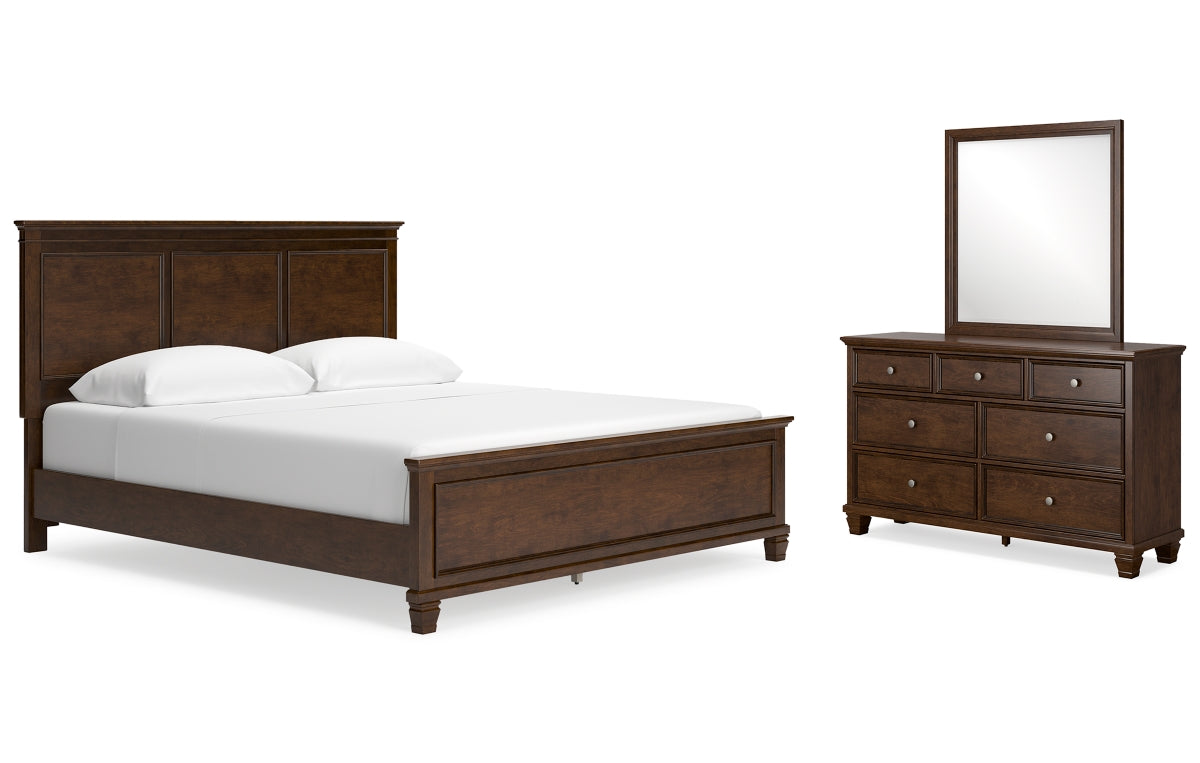 Danabrin California King Panel Bed with Mirrored Dresser