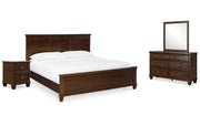 Danabrin King Panel Bed with Mirrored Dresser and Nightstand
