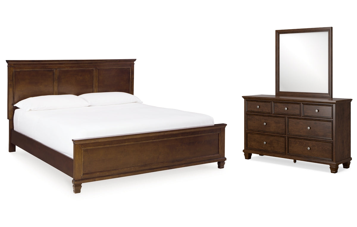 Danabrin King Panel Bed with Mirrored Dresser