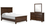Danabrin Full Panel Bed with Mirrored Dresser