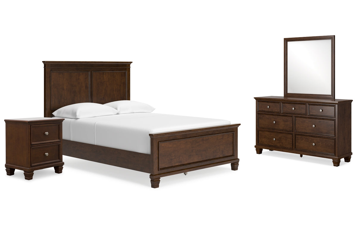 Danabrin Full Panel Bed with Mirrored Dresser and Nightstand