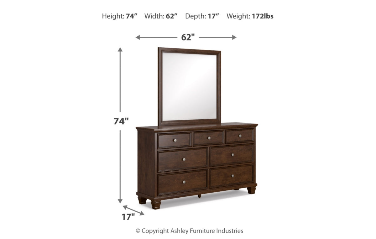 Danabrin Full Panel Bed with Mirrored Dresser