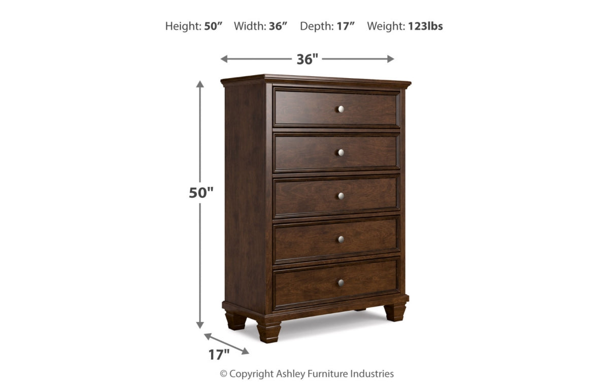 Danabrin King Panel Bed with Mirrored Dresser, Chest and Nightstand