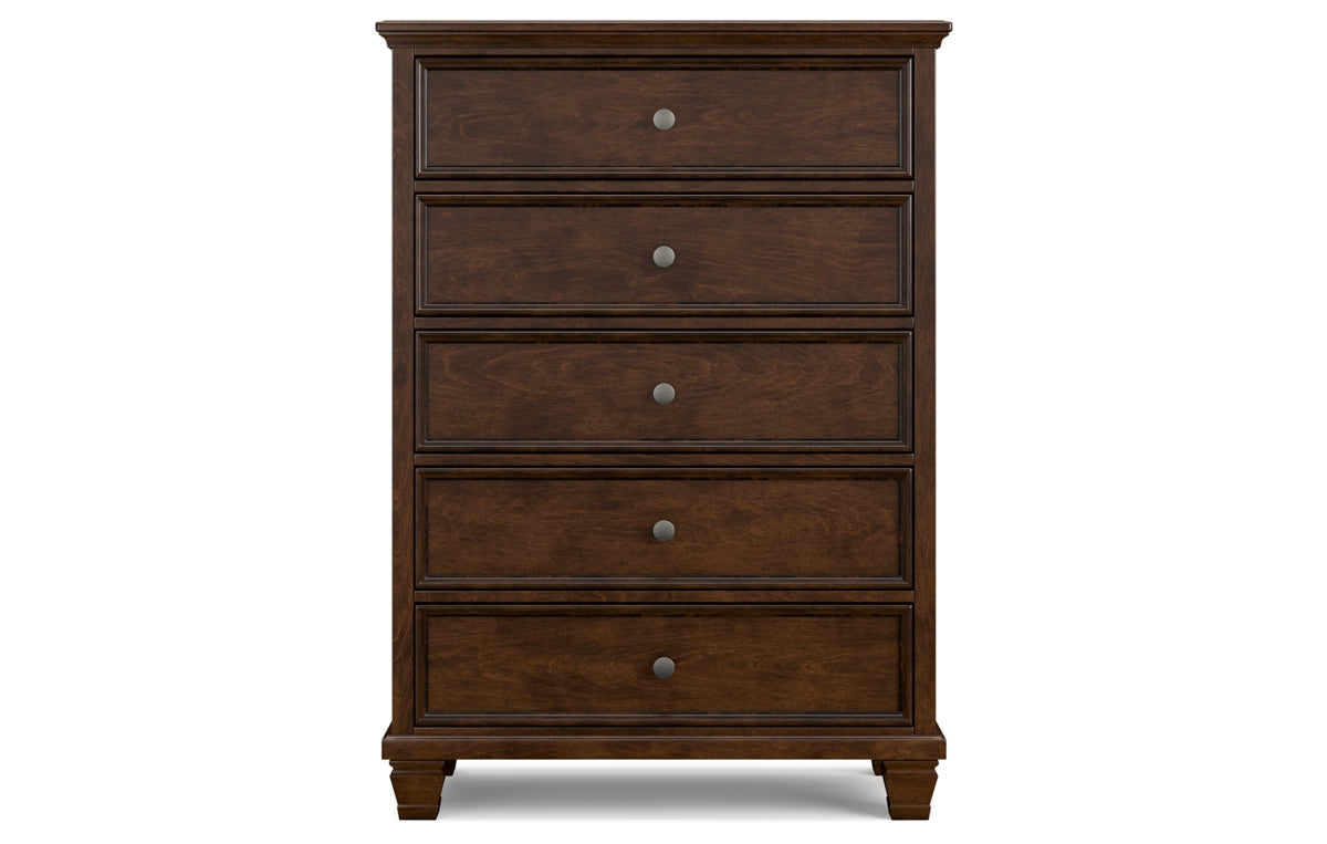 Danabrin Twin Panel Bed with Mirrored Dresser and Chest