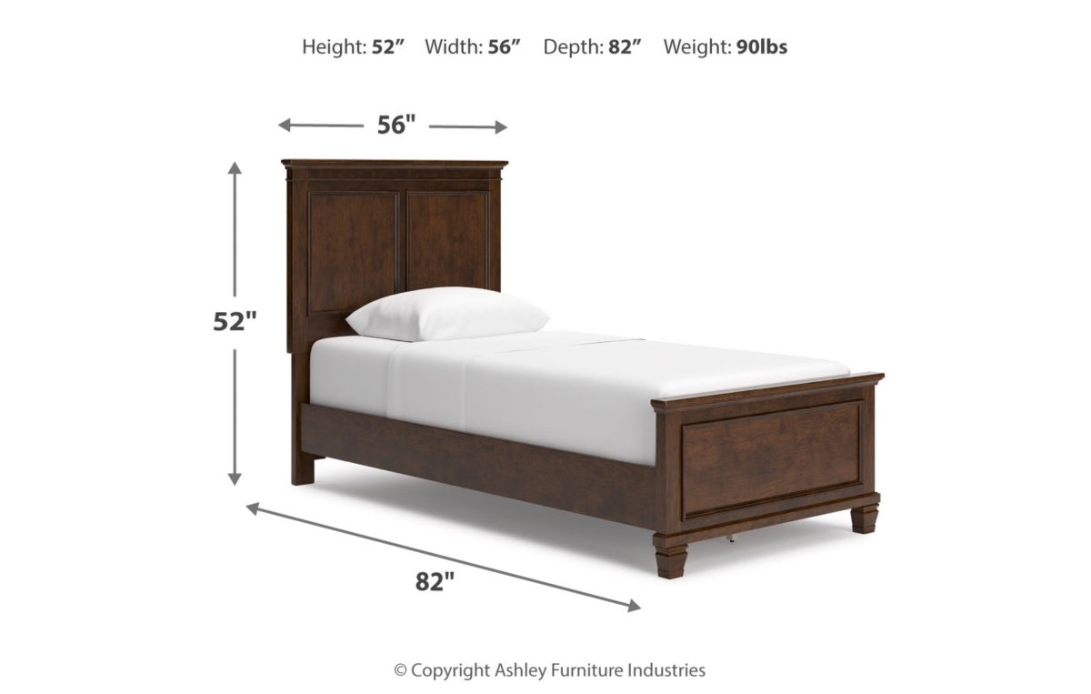 Danabrin Twin Panel Bed with Mirrored Dresser, Chest and Nightstand