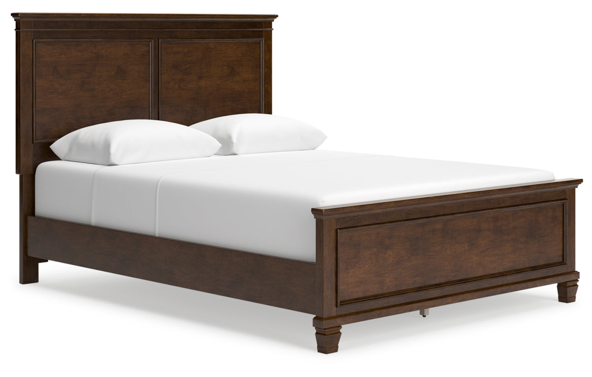 Danabrin Queen Panel Bed with Mirrored Dresser and Nightstand