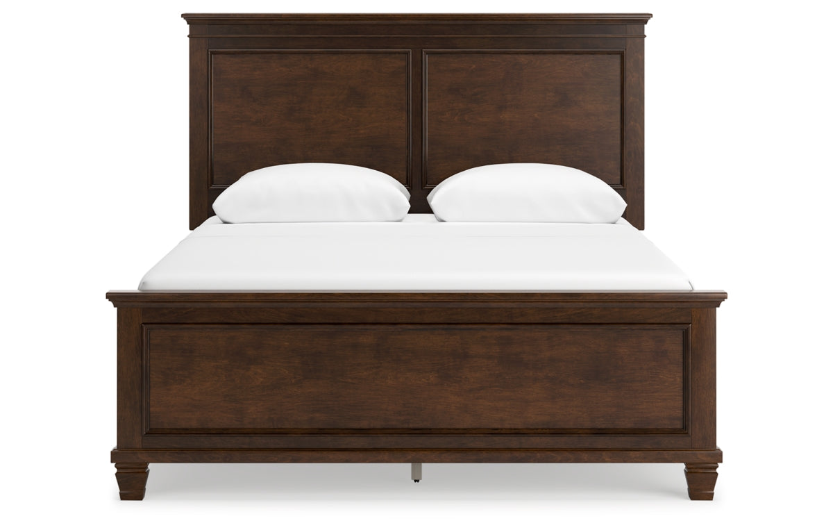 Danabrin Queen Panel Bed with Mirrored Dresser and Chest