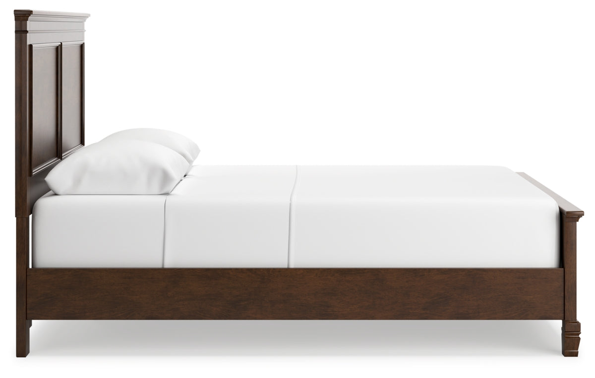 Danabrin Queen Panel Bed with Mirrored Dresser and Chest