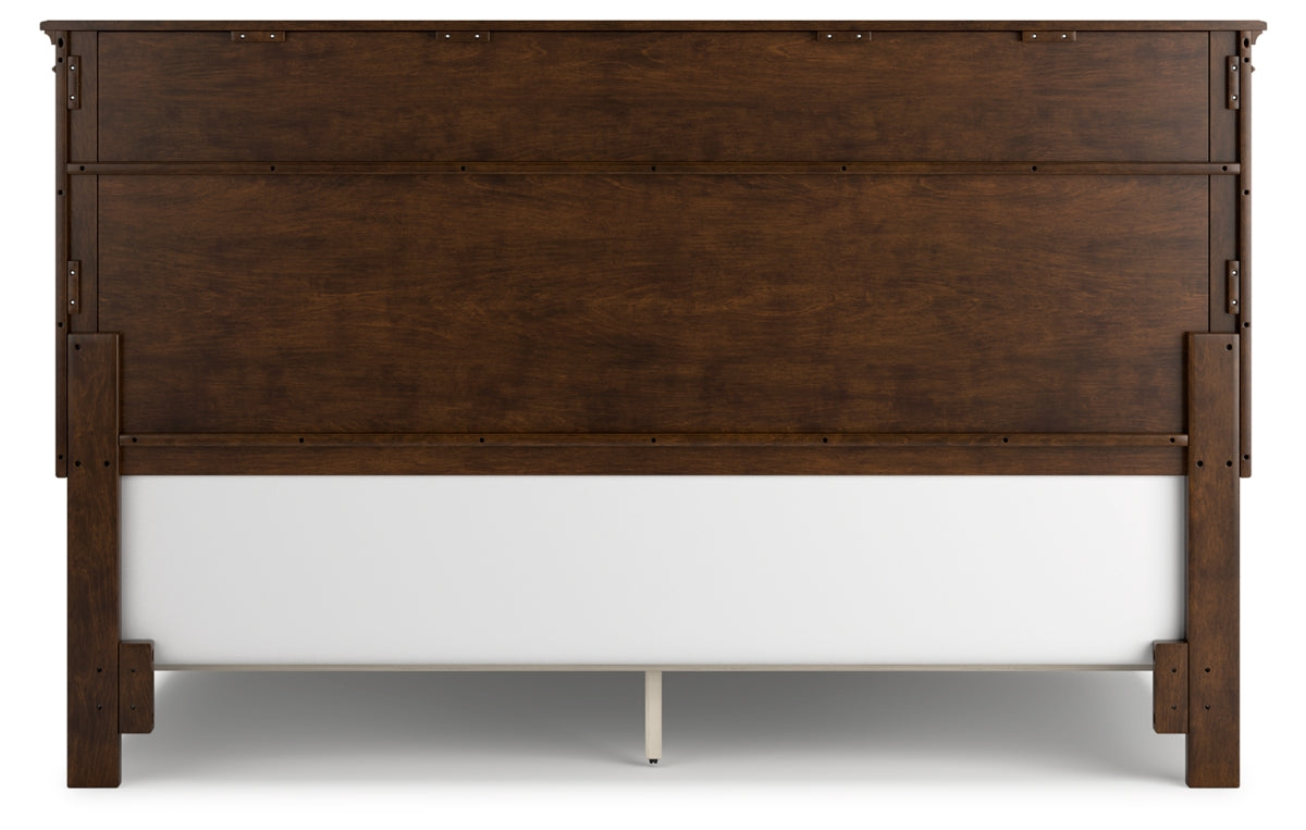 Danabrin California King Panel Bed with Mirrored Dresser and Nightstand