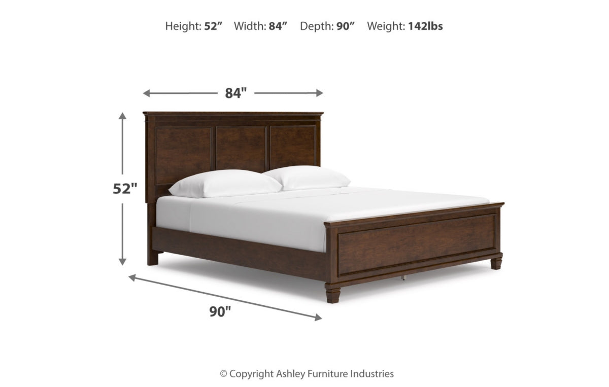 Danabrin California King Panel Bed with Mirrored Dresser and Chest