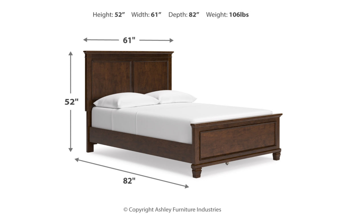 Danabrin Full Panel Bed with Mirrored Dresser and Chest