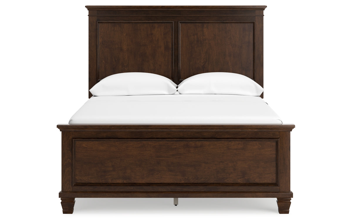 Danabrin Full Panel Bed with Mirrored Dresser and Chest