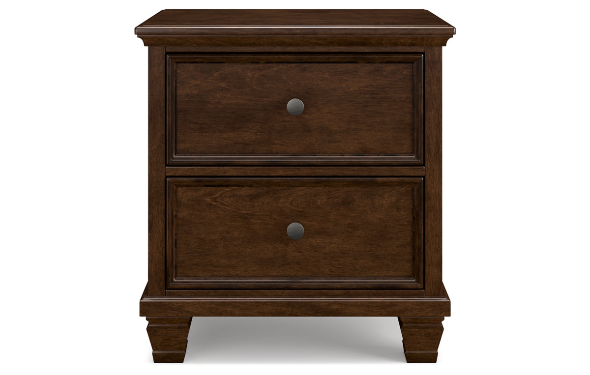 Danabrin California King Panel Bed with Mirrored Dresser and Nightstand
