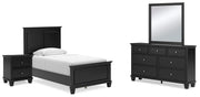 Lanolee Twin Panel Bed, Dresser, Mirror and Nightstand