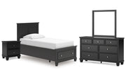 Lanolee Twin Panel Storage Bed, Dresser, Mirror and Nightstand