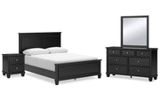Lanolee Queen Panel Bed with Mirrored Dresser and Nightstand