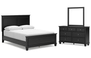 Lanolee Queen Panel Bed with Mirrored Dresser