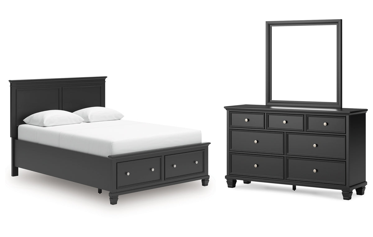 Lanolee Queen Panel Storage Bed, Dresser and Mirror