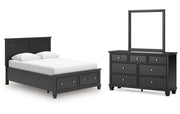 Lanolee Queen Panel Storage Bed, Dresser and Mirror