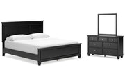 Lanolee California King Panel Bed with Mirrored Dresser