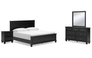Lanolee King Panel Bed with Mirrored Dresser and Nightstand
