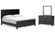 Lanolee King Panel Bed with Mirrored Dresser