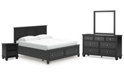 Lanolee King Panel Storage Bed, Dresser, Mirror and Nightstand