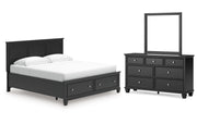Lanolee King Panel Storage Bed, Dresser and Mirror