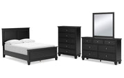 Lanolee Full Panel Bed with Mirrored Dresser and Chest
