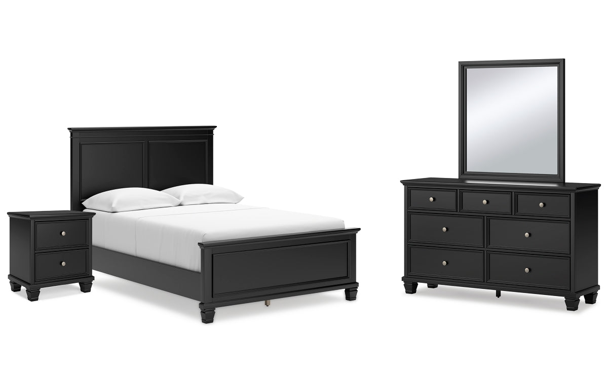Lanolee Full Panel Bed with Mirrored Dresser and Nightstand