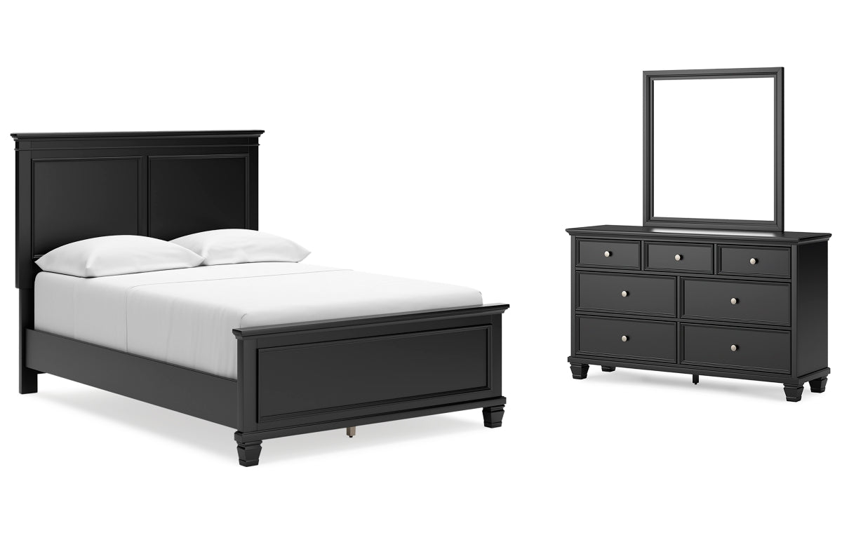 Lanolee Full Panel Bed with Mirrored Dresser