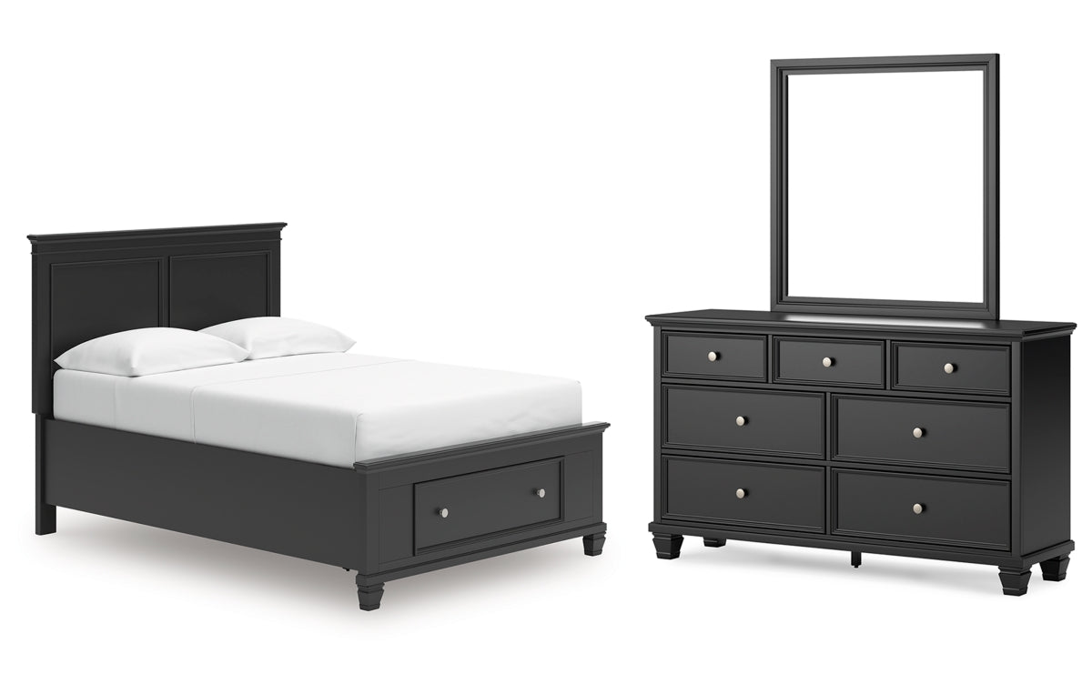 Lanolee Full Panel Storage Bed, Dresser and Mirror