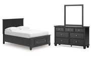 Lanolee Full Panel Storage Bed, Dresser and Mirror