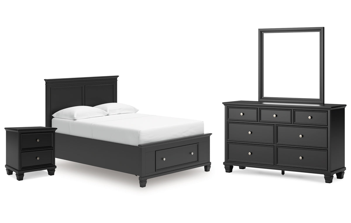 Lanolee Full Panel Storage Bed, Dresser, Mirror and Nightstand