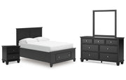 Lanolee Full Panel Storage Bed, Dresser, Mirror and Nightstand