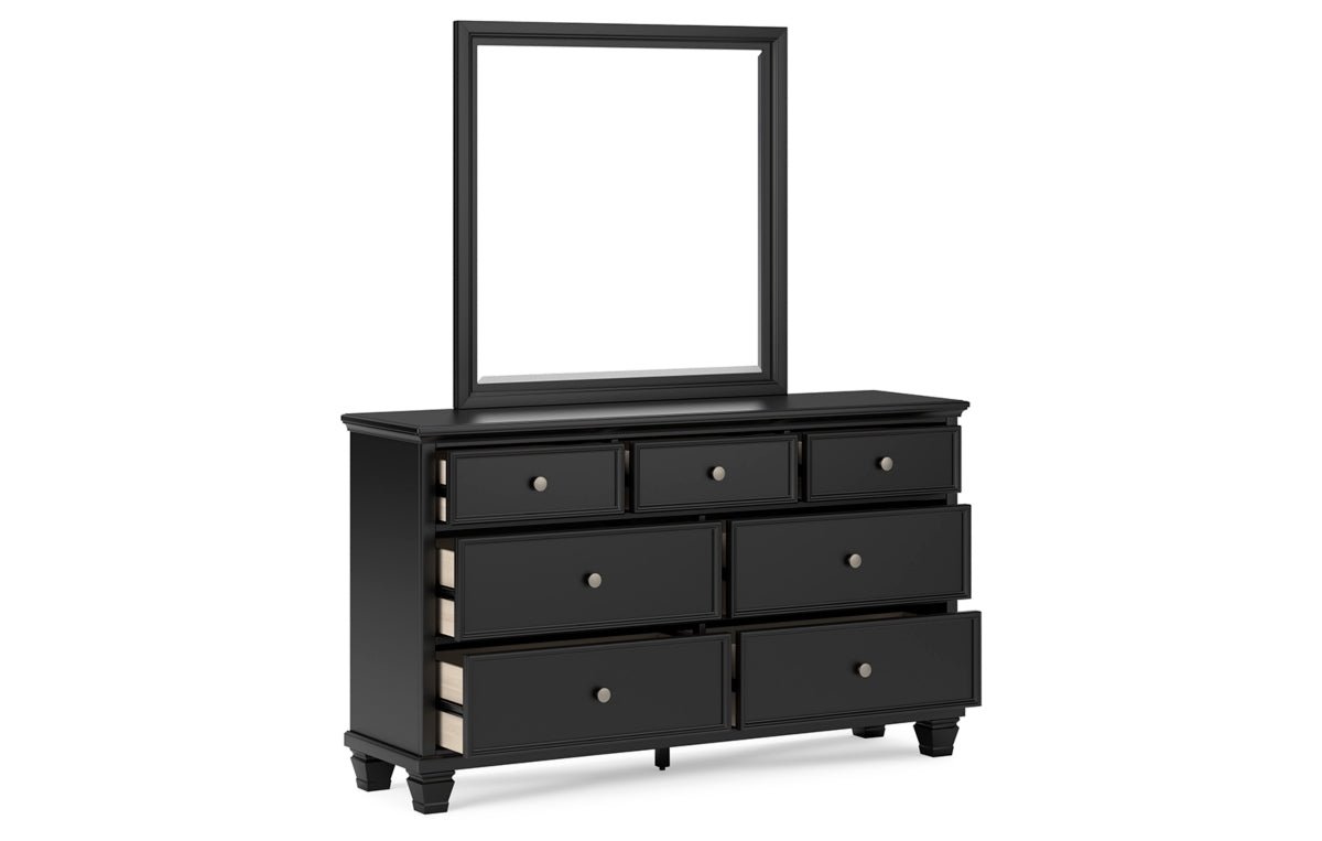 Lanolee King Panel Storage Bed, Dresser, Mirror and Nightstand