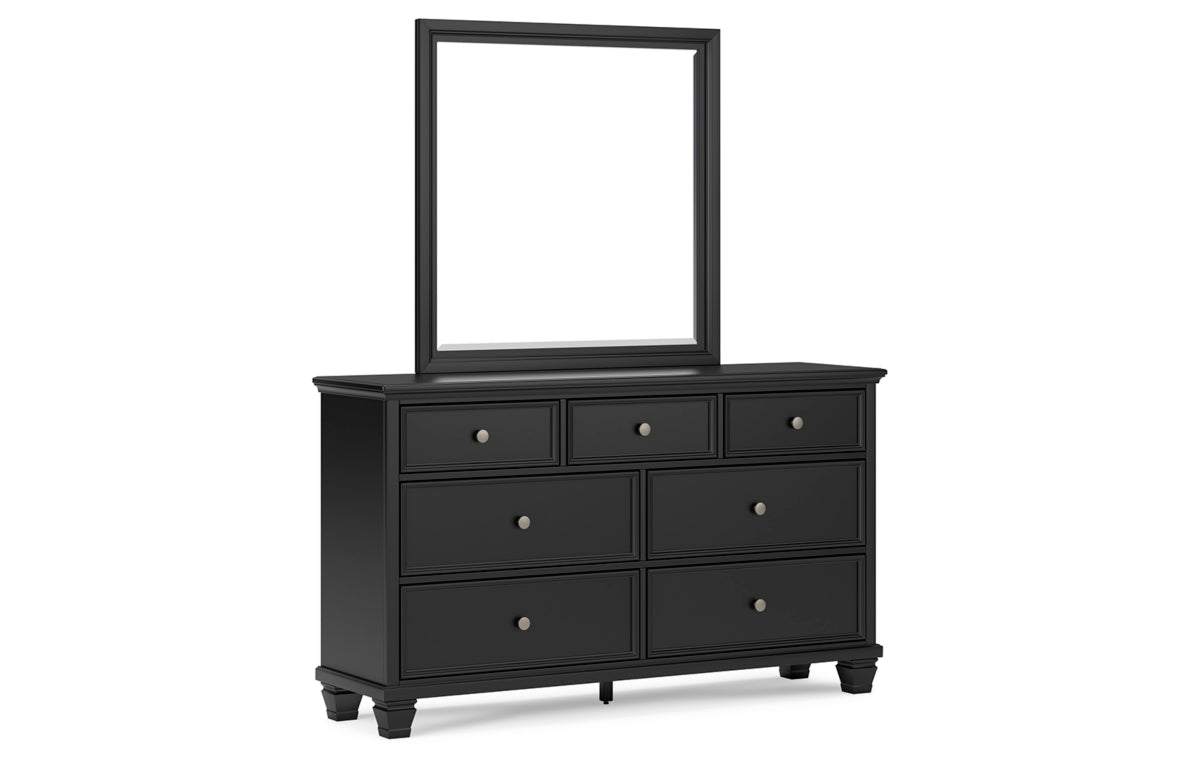 Lanolee Twin Panel Bed with Mirrored Dresser, Chest and Nightstand