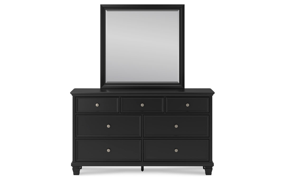 Lanolee Queen Panel Storage Bed, Dresser, Mirror and Nightstand