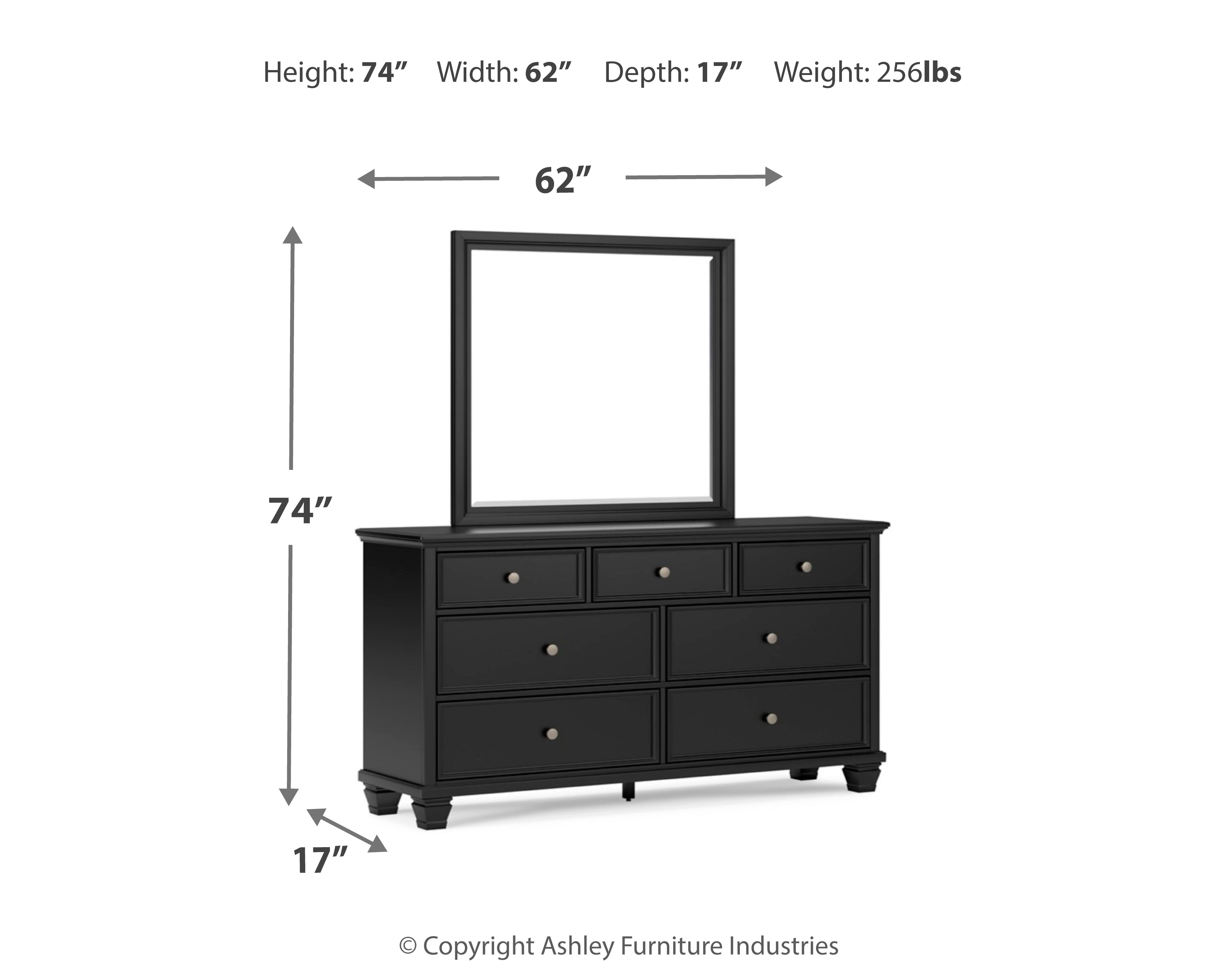 Lanolee Queen Panel Storage Bed, Dresser, Mirror and Nightstand