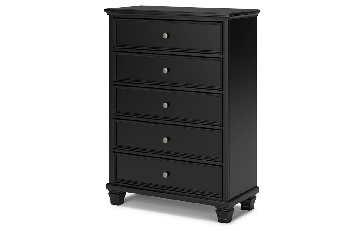 Lanolee Twin Panel Bed with Mirrored Dresser and Chest