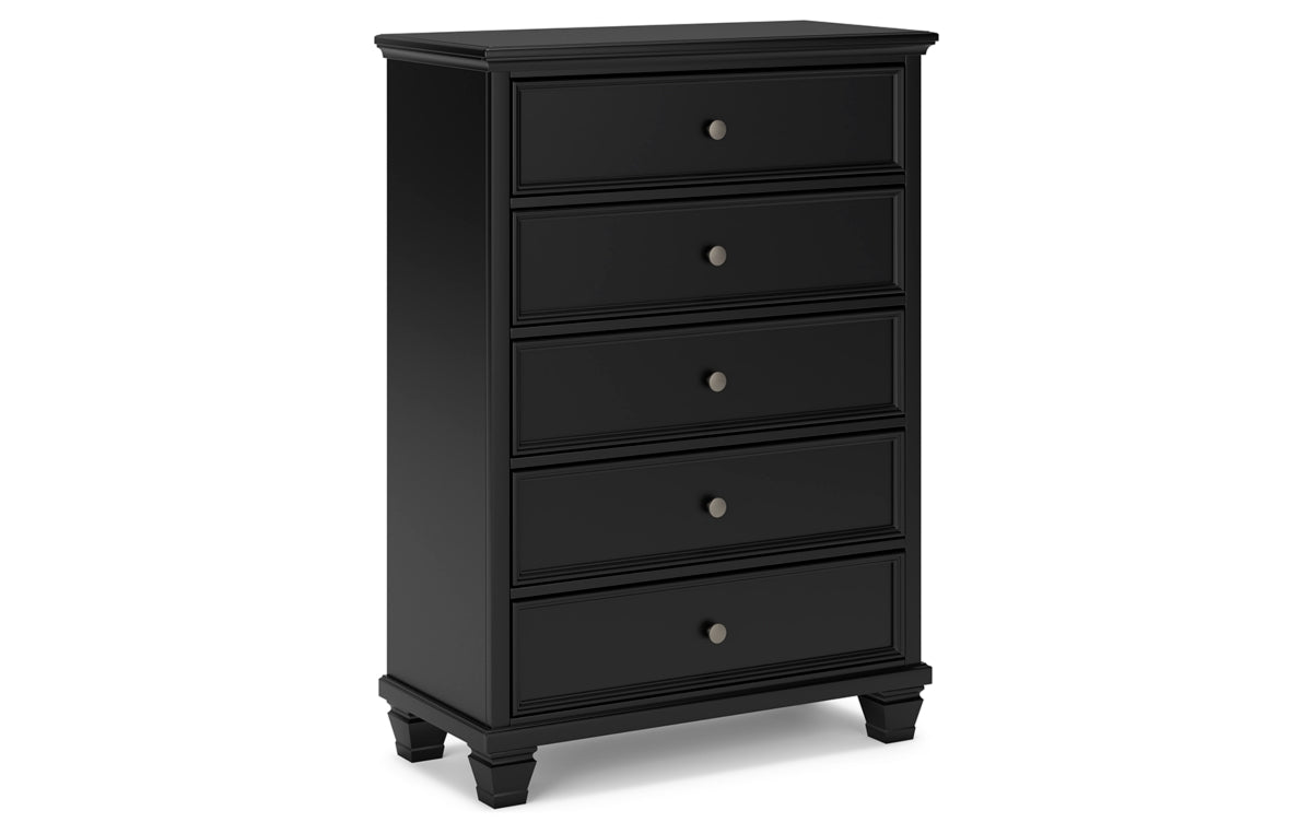 Lanolee Twin Panel Bed with Mirrored Dresser and Chest