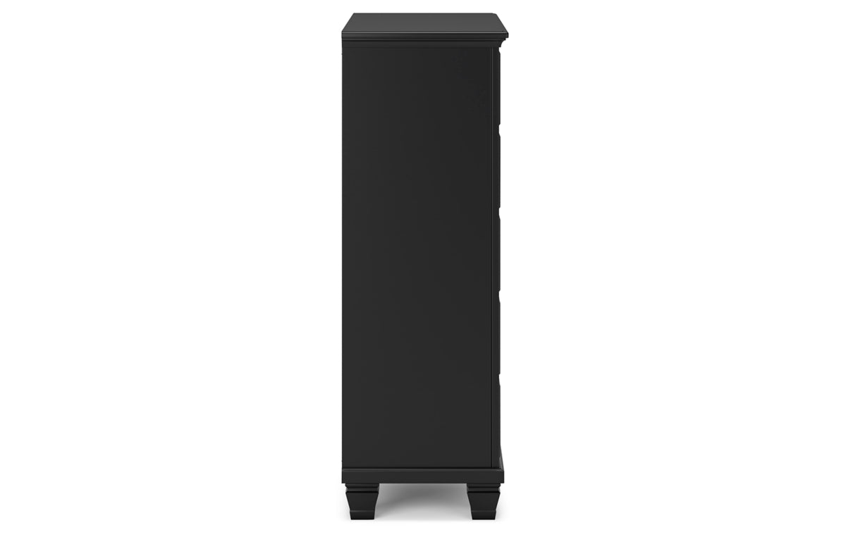 Lanolee Twin Panel Bed with Mirrored Dresser, Chest and Nightstand