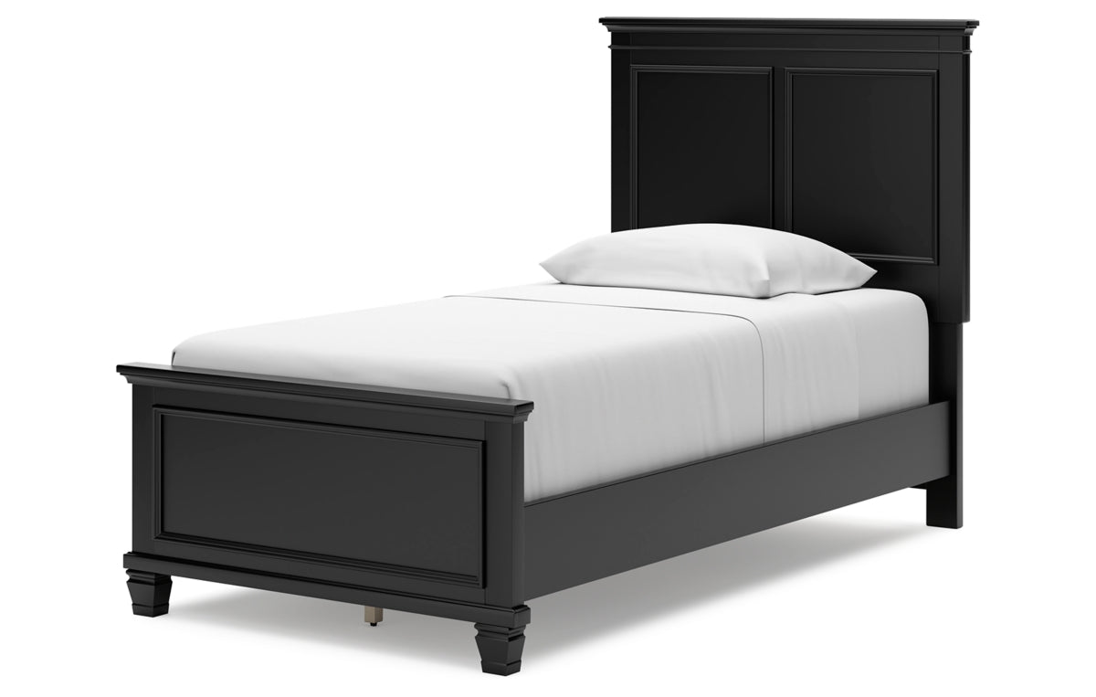 Lanolee Twin Panel Bed with Mirrored Dresser and Nightstand