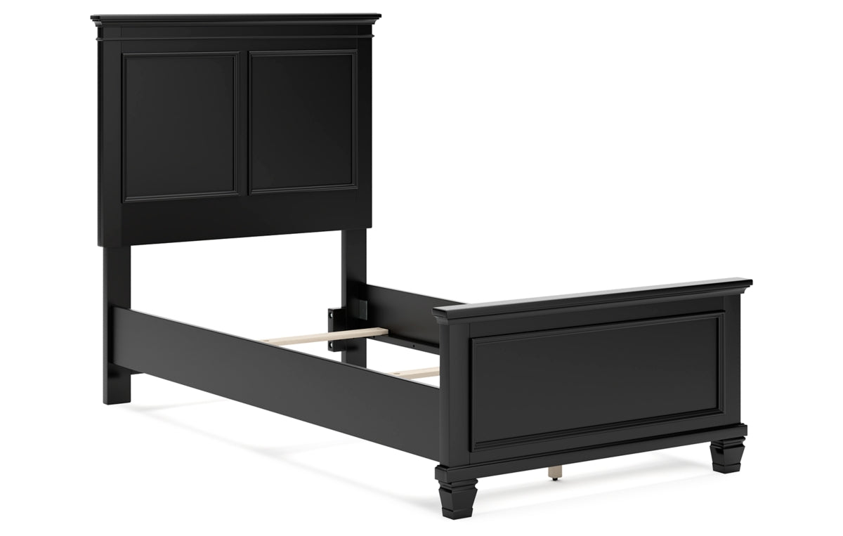 Lanolee Twin Panel Bed with Mirrored Dresser