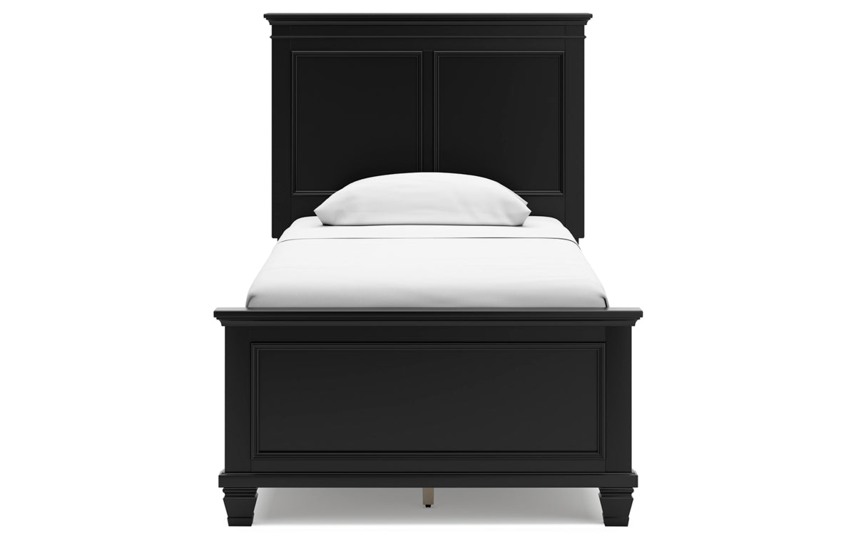 Lanolee Twin Panel Bed with Mirrored Dresser, Chest and Nightstand