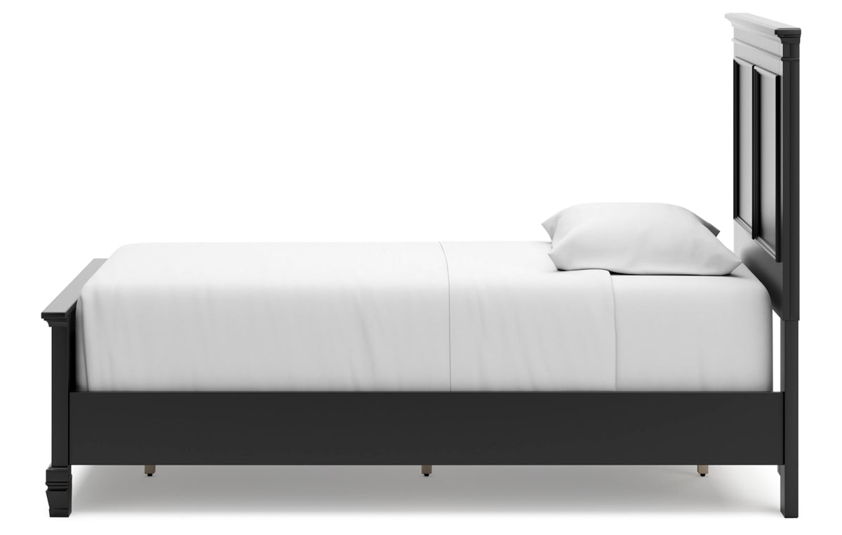 Lanolee Twin Panel Bed with Mirrored Dresser and Nightstand